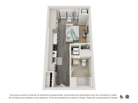 Floor plan for studio, 1 bath, 438 sqft